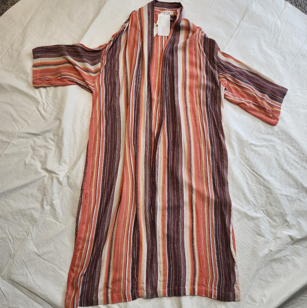 P.J. Salvage Size L/XL Multicolor Striped Cardigan - Picture 2 of 7
